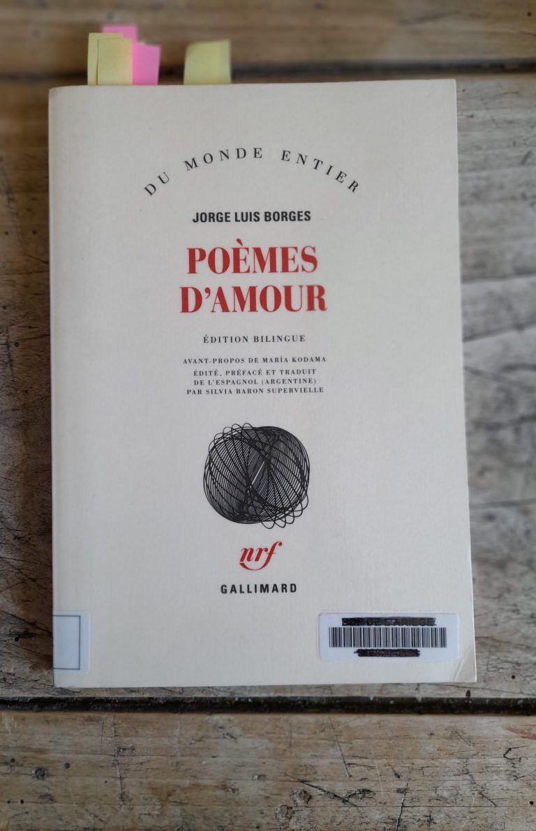 photo de la couverture du recueil "Poèmes d'amour" de Jorge Luis Borges, publié chez Gallimard